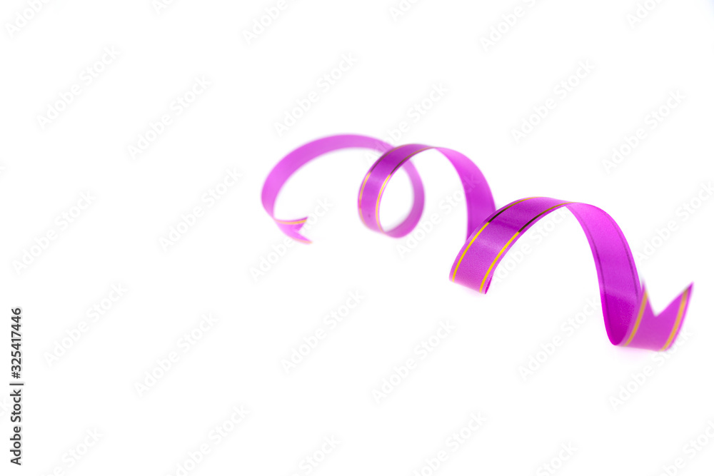 Pink or Yellow ribbon with bow isolated on white background.