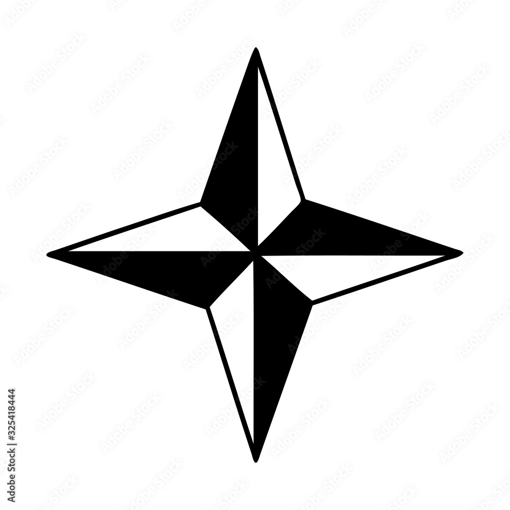 black line tattoo of a star black line tattoo of a star