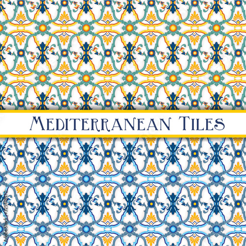 Beautiful painted mediterranean traditional tiles
