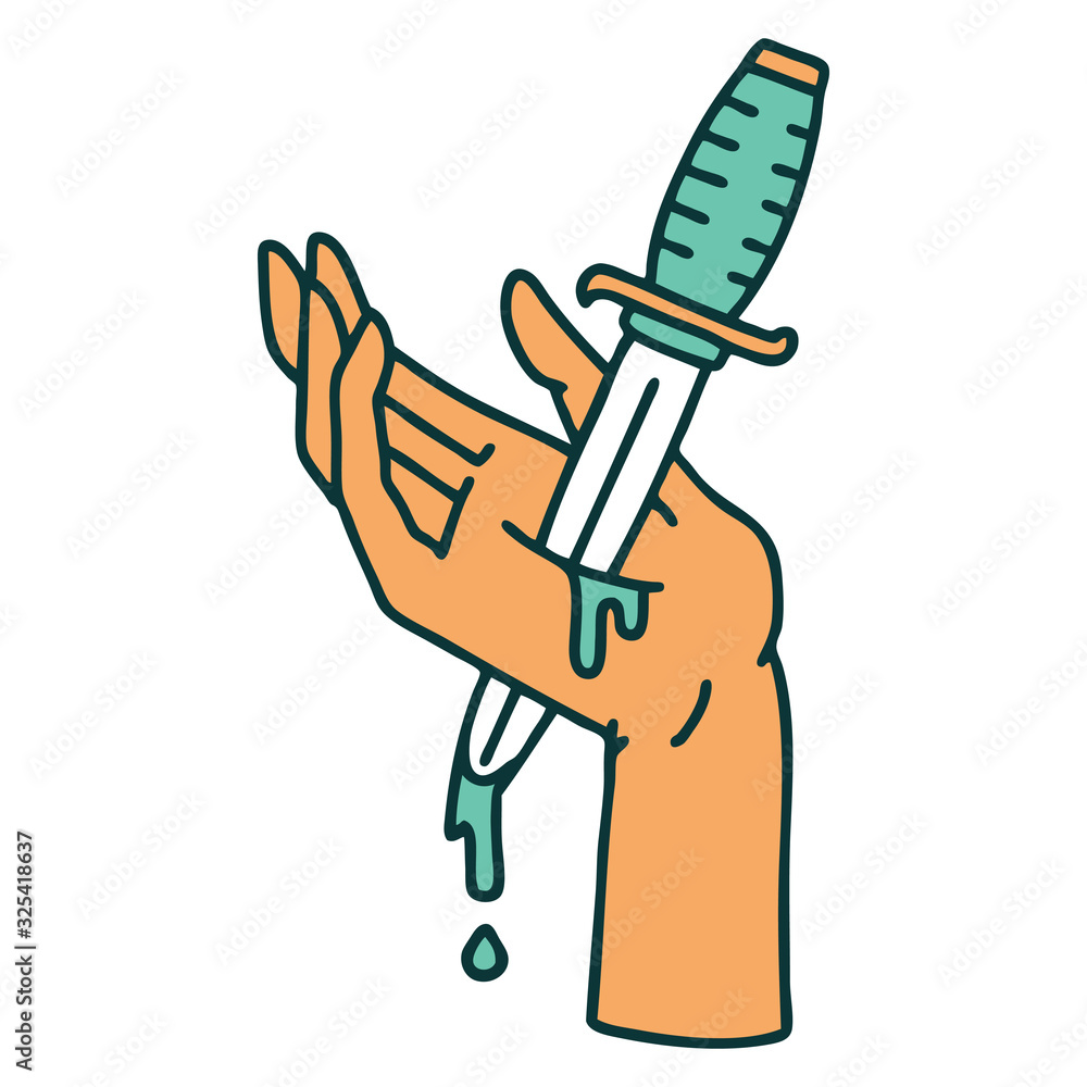 tattoo style icon of a dagger in the hand