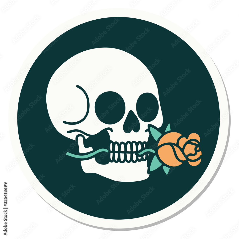 tattoo style sticker of a skull tattoo style sticker of a skull