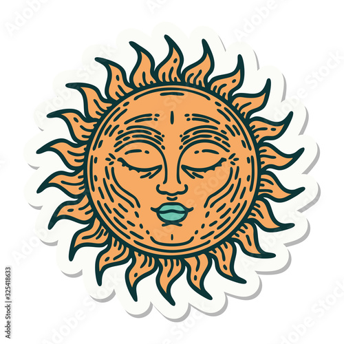 tattoo style sticker of a sun © lineartestpilot
