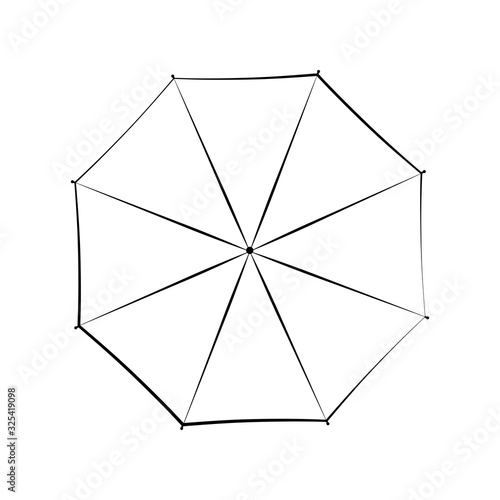 Beach umbrella coloring on white background, vector sketch, outline.