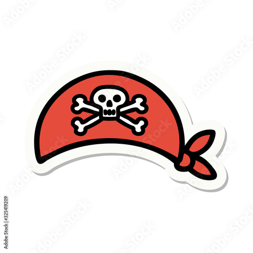 tattoo style sticker of a pirate head scarf