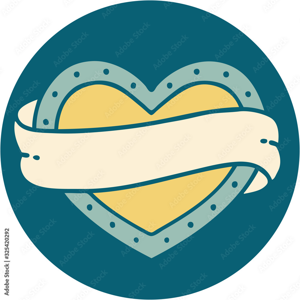 tattoo style icon of a heart and banner tattoo style icon of a heart and banner