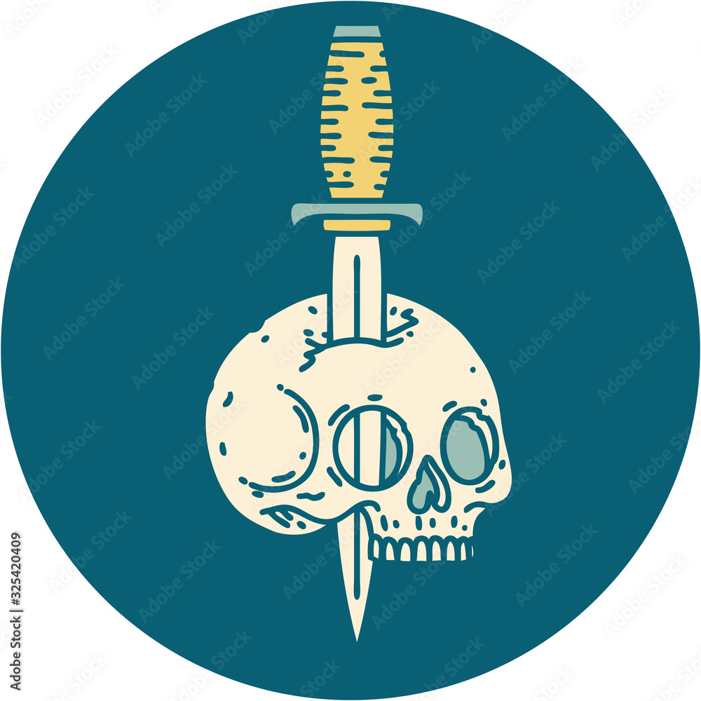 tattoo style icon of a skull and dagger tattoo style icon of a skull and dagger