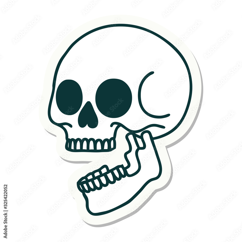 tattoo style sticker of a skull tattoo style sticker of a skull