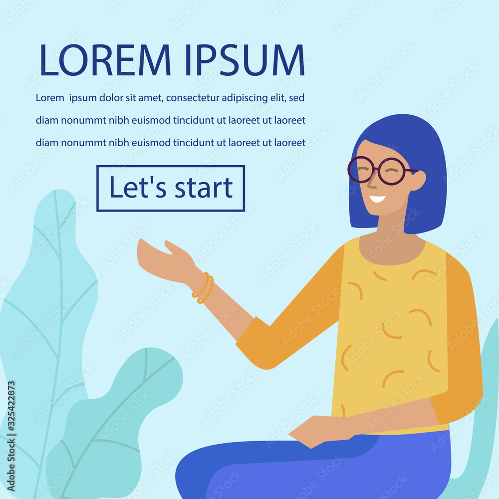 Advertisement with Cartoon Friendly Smiling Woman in Glasses Pointing on Promotional Editable Text. Advertising Banner for Business, E-commerce, New Marketing Product. Vector Flat Illustration Advertisement with Cartoon Friendly Smiling Woman in Glasses Pointing on Promotional Editable Text. Advertising Banner for Business, E-commerce, New Marketing Product. Vector Flat Illustration