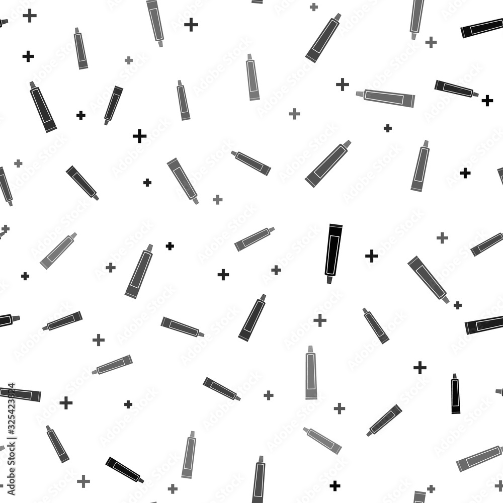 Black Tube of toothpaste icon isolated seamless pattern on white background. Vector Illustration Black Tube of toothpaste icon isolated seamless pattern on white background. Vector Illustration