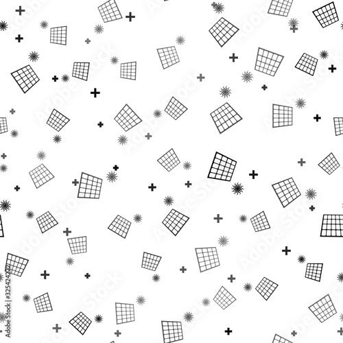 Black Solar energy panel and sun icon isolated seamless pattern on white background. Vector Illustration