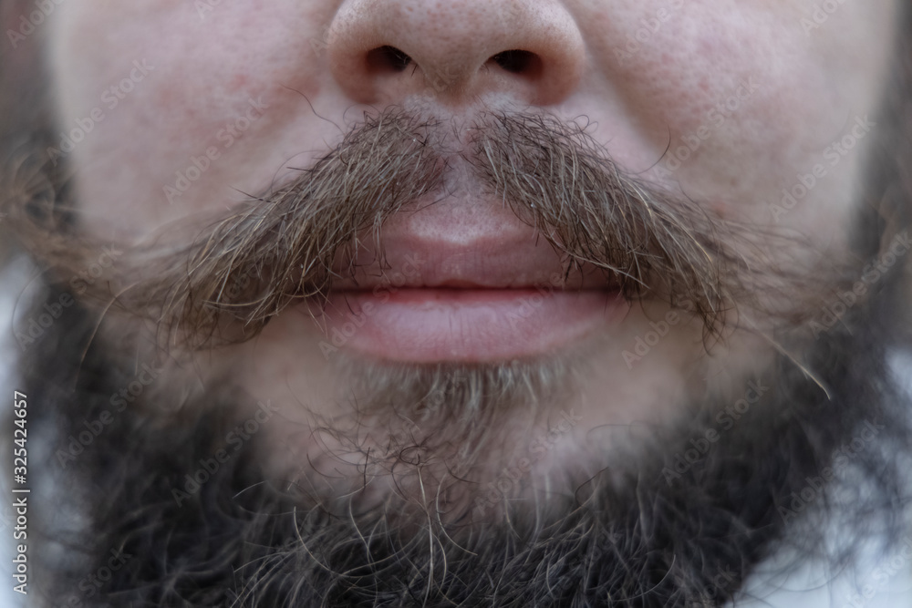 soft focus concept of mustache textured wool male close face portrait with mouth and lips soft focus concept of mustache textured wool male close face portrait with mouth and lips