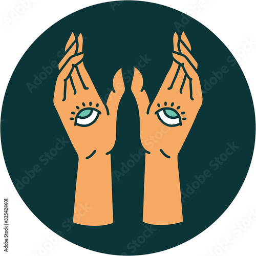tattoo style icon of mystic hands
