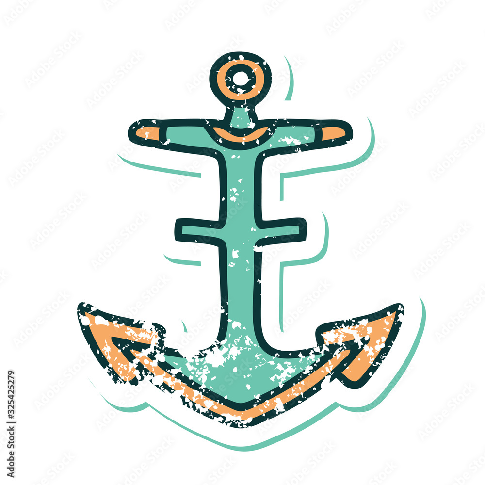 distressed sticker tattoo style icon of an anchor distressed sticker tattoo style icon of an anchor