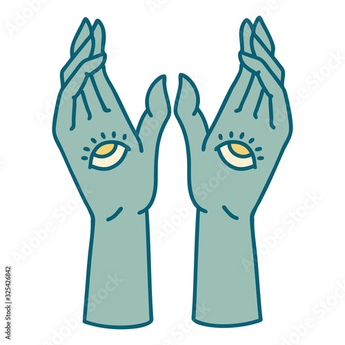 tattoo style icon of mystic hands