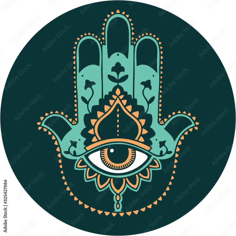 Fototapeta premium tattoo style icon of a hamza