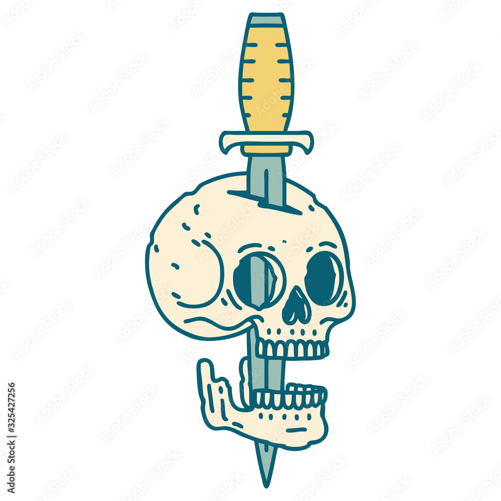 tattoo style icon of a skull and dagger tattoo style icon of a skull and dagger