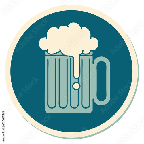 tattoo style sticker of a beer tankard