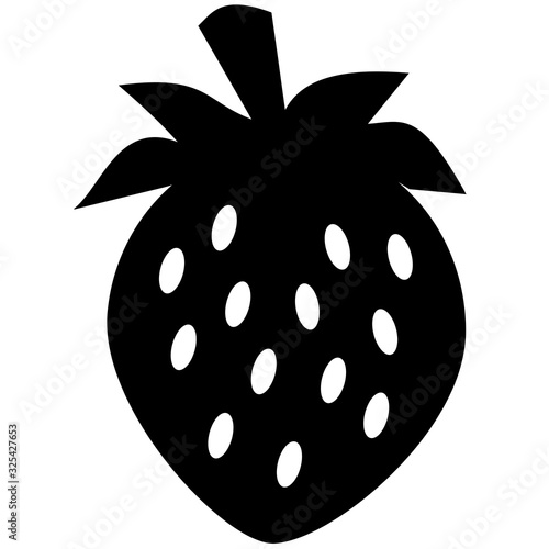 Strawberry Silhouette on White Isolated Background