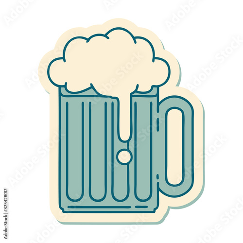 tattoo style sticker of a beer tankard