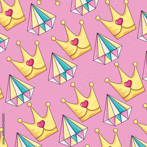 background of cute diamonds and crowns design