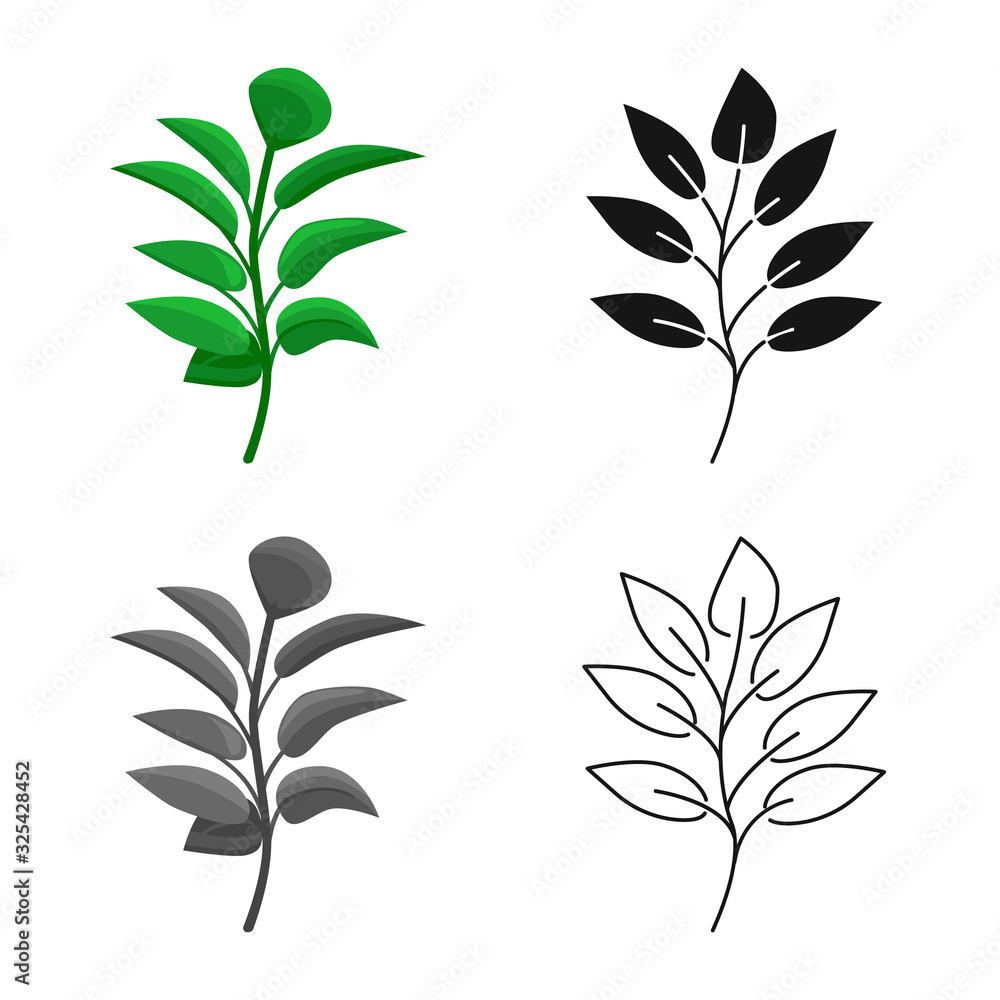 Fototapeta premium Vector design of leaf and coffee logo. Collection of leaf and plant vector icon for stock.