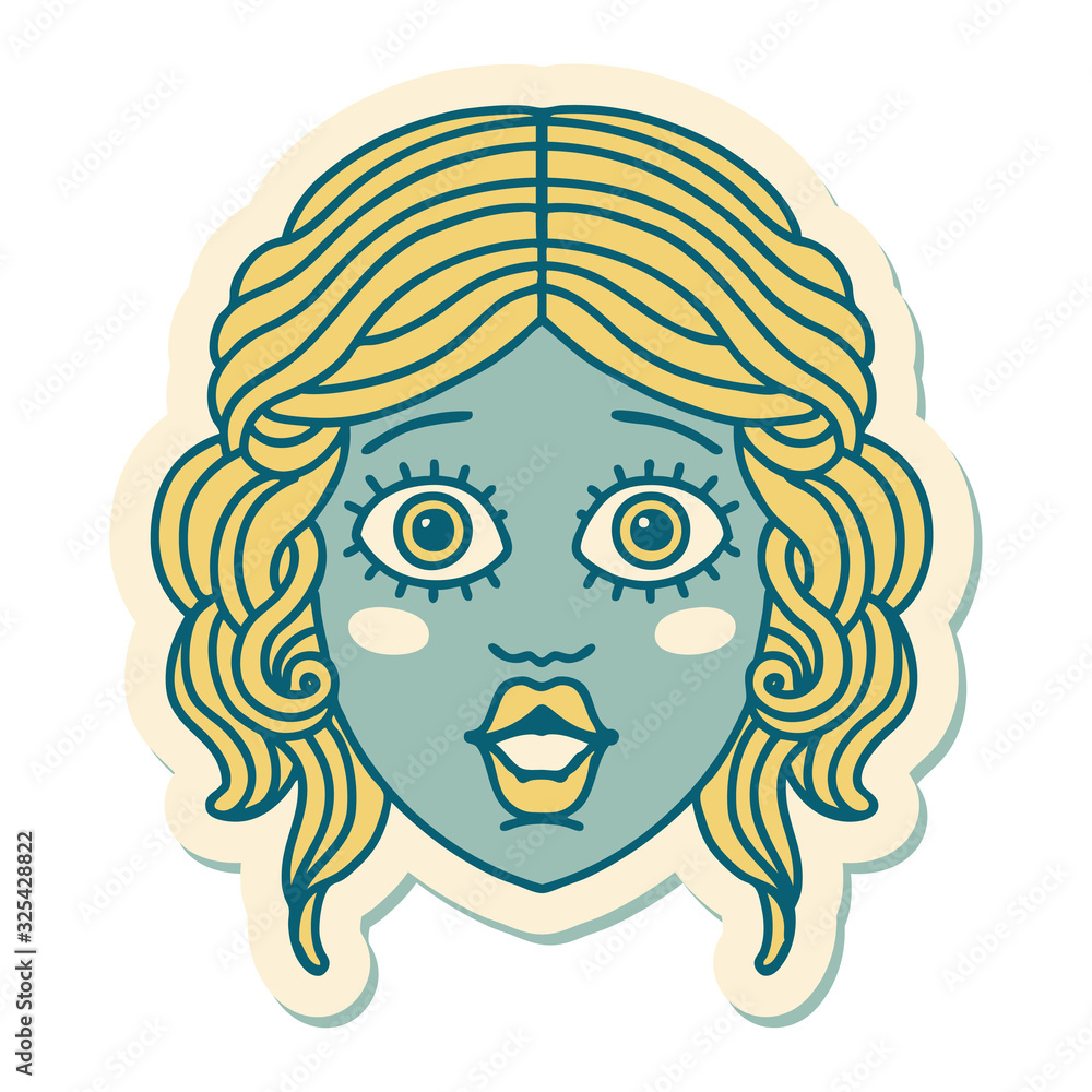 tattoo style sticker of female face tattoo style sticker of female face