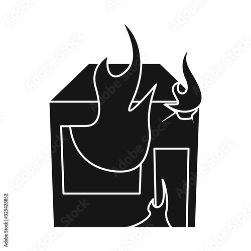 Vector illustration of house and flame symbol. Collection of house and burning stock symbol for web.