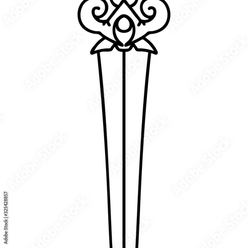 black line tattoo of dagger