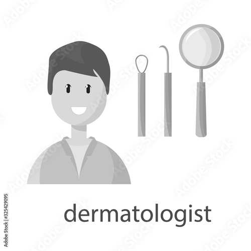 Vector illustration of dermatologist and scar icon. Collection of dermatologist and dermatology vector icon for stock.