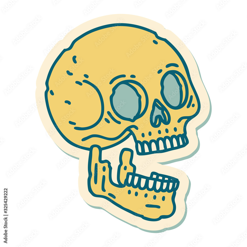 tattoo style sticker of a skull tattoo style sticker of a skull