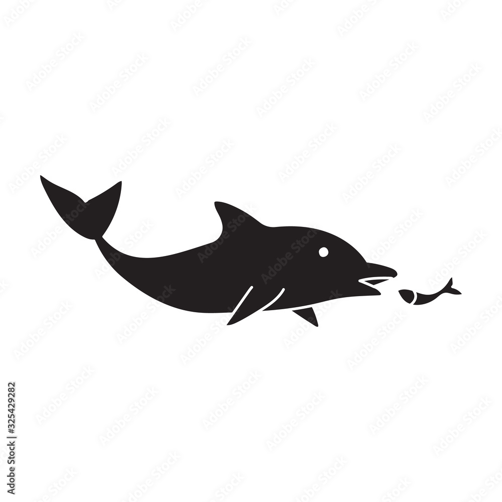 Obraz premium Blue dolphin vector icon.Black vector icon isolated on white background blue dolphin .
