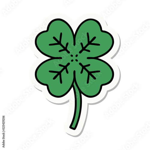 tattoo style sticker of a 4 leaf clover