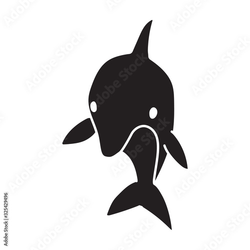 Dolphin vector icon.Black vector icon isolated on white background dolphin .