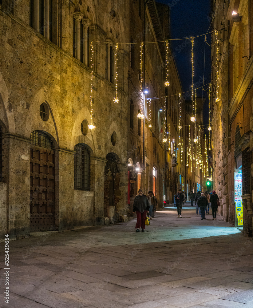 Picturesque view in Siena during Christmas time. Tuscany, Italy