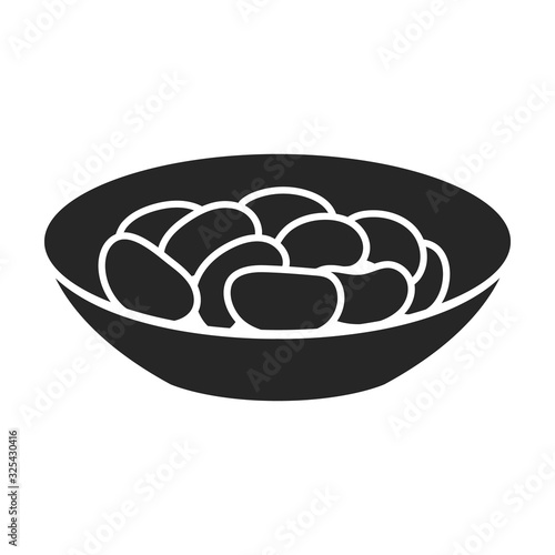 Bowl of bean vector icon.Black vector icon isolated on white background bowl of bean.
