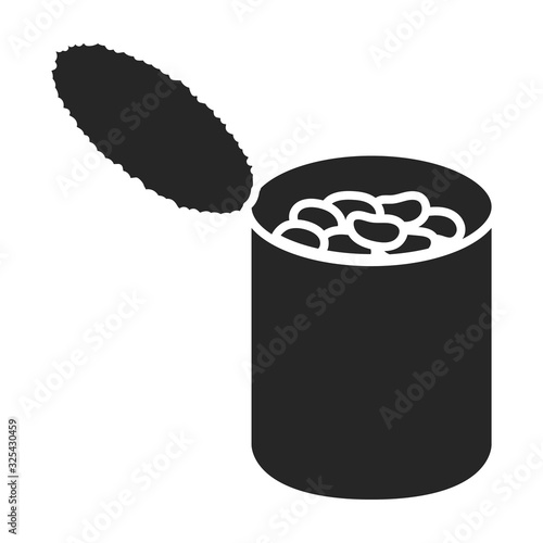 Can of bean vector icon.Black vector icon isolated on white background can of bean .