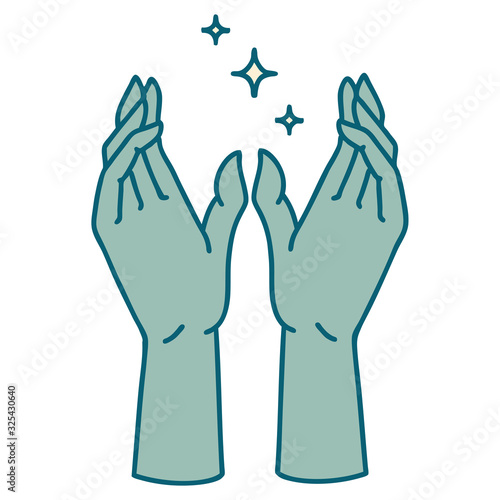 tattoo style icon of mystic hands