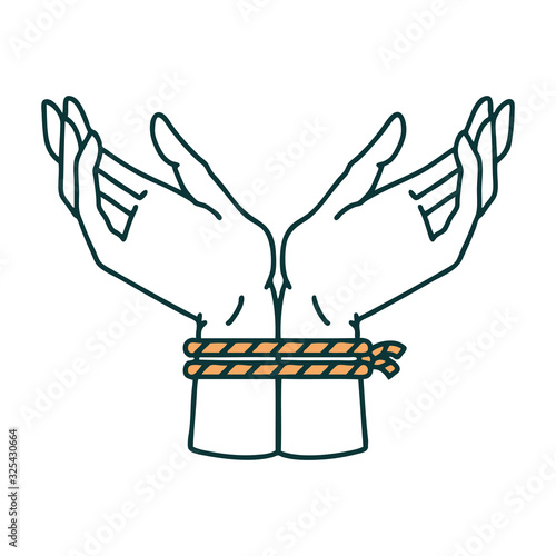 tattoo style icon of a pair of tied hands