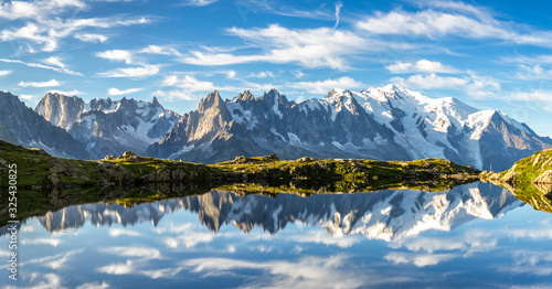 Lac des Cheserys. Mountains by Chamonix Valley, French Alps. photo