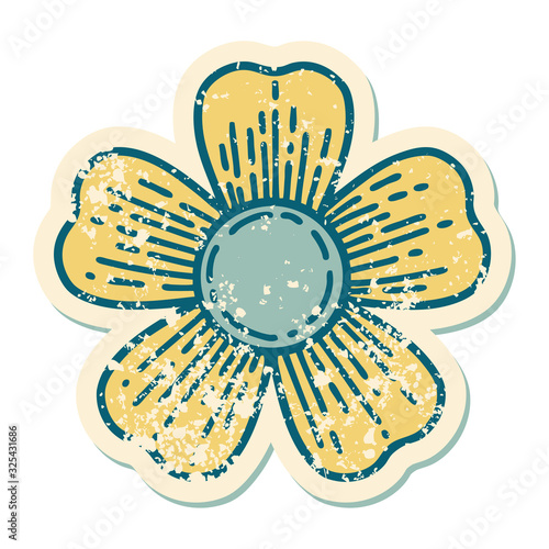 distressed sticker tattoo style icon of a flower