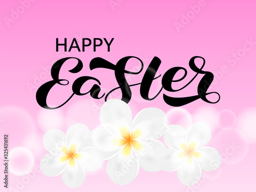 Happy Easter brush lettering. Vector stock illustration for banner or poster