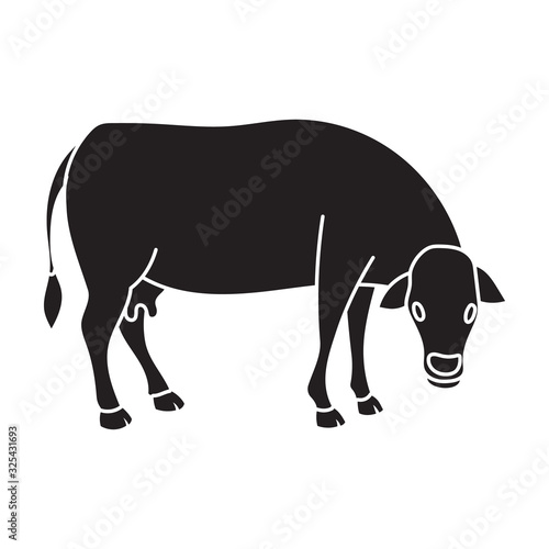 Cow of animal vector icon.Black vector icon isolated on white background cow of animal.