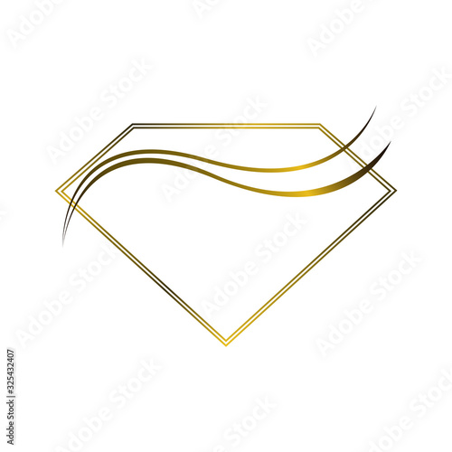 Gold color gems diamond shape logo