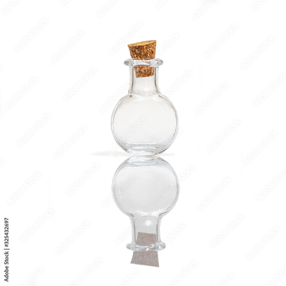 Glass test tube with cork isolated on a white background. Glass test tube with cork isolated on a white background.