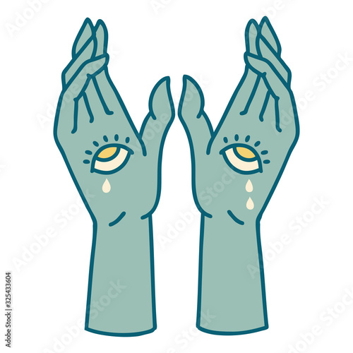 tattoo style icon of mystic hands