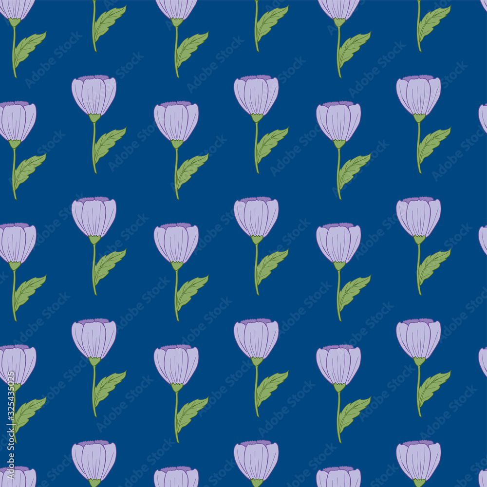 Trendy seamless vector pattern flowers with blue background. Great for textiles, banners, scrapbooking, wallpapers, wrapping paper, notebook covers. Swatch included. Trendy seamless vector pattern flowers with blue background. Great for textiles, banners, scrapbooking, wallpapers, wrapping paper, notebook covers. Swatch included.