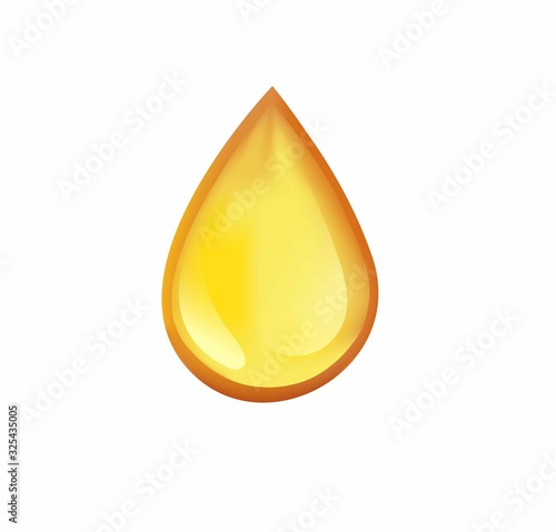 yellow oil liquid droplet for, olive oil, vitamin and cod fish oil symbol realistic illustration isolated in white background
