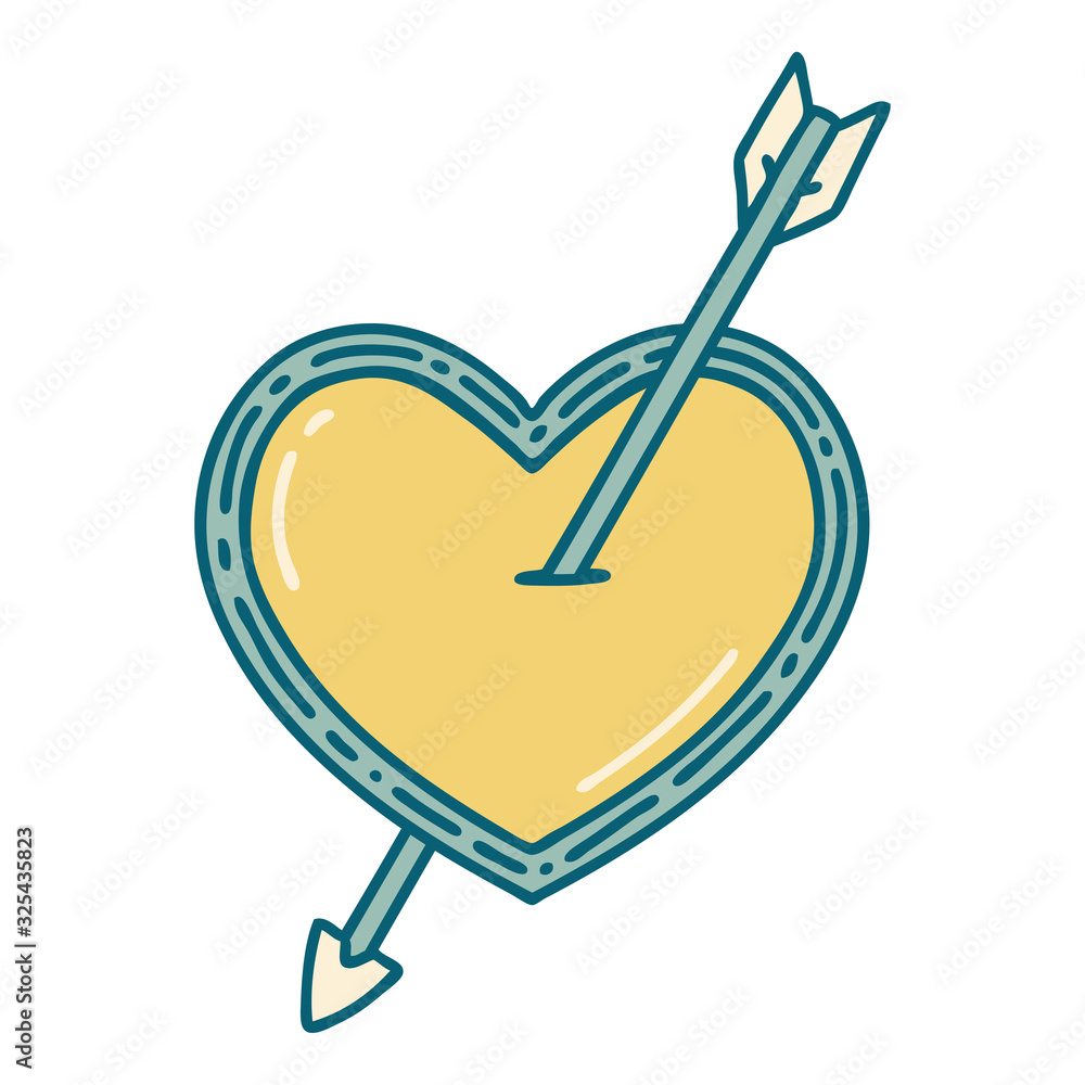 tattoo style icon of an arrow and heart tattoo style icon of an arrow and heart