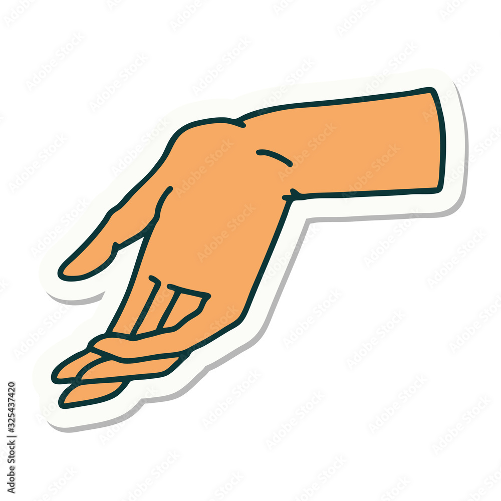 tattoo style sticker of a hand tattoo style sticker of a hand