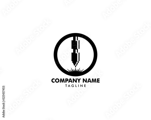 Laser Cutting Machine Logo Design Icon Vector Illustration, CNC Laser Machine Head, Laser Engraving Machine
